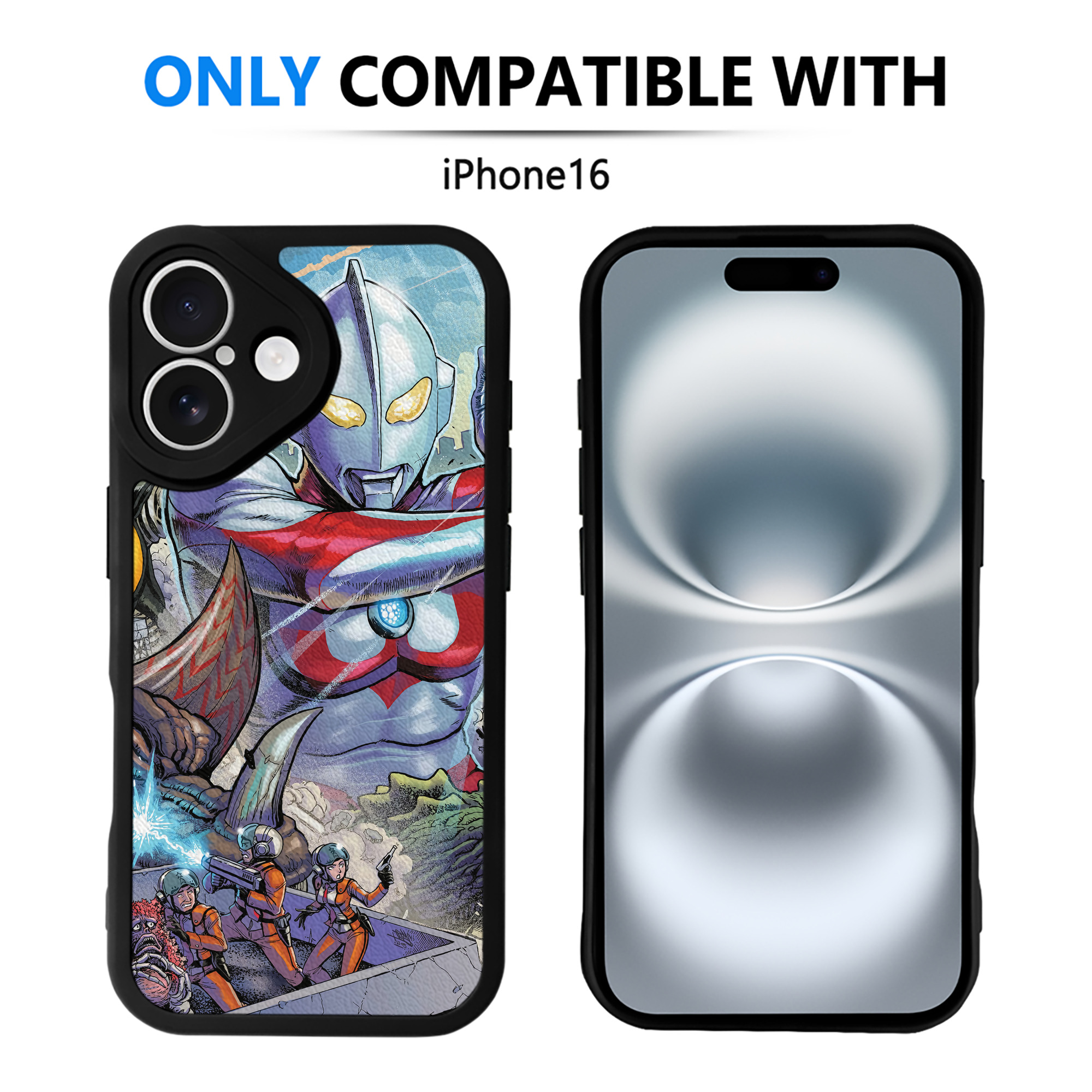 （画像用） ウルトラマン Ultraman 【iPhone 16シリーズ対応】シリコンスマホケース（レザー調） 材質：シリコン